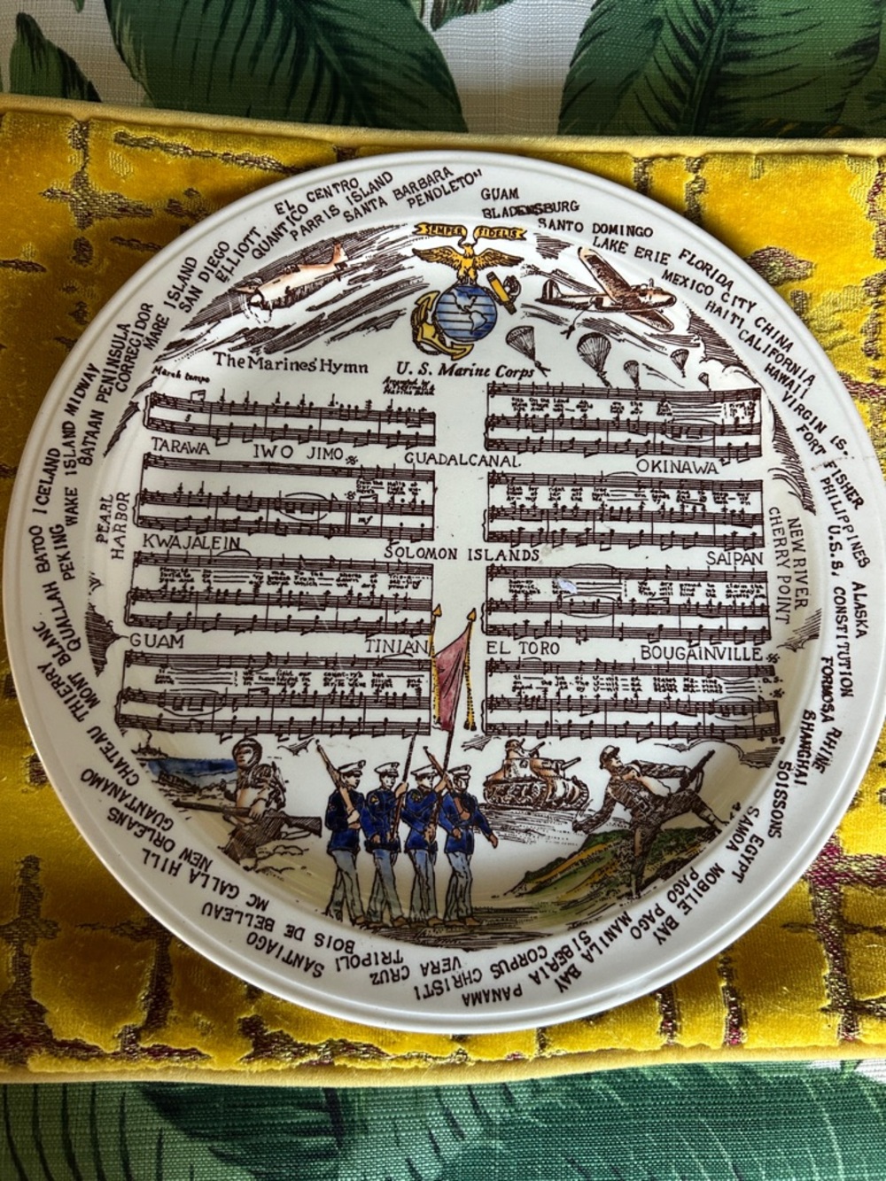 U.S. Marine Corps Commemorative Vernon Kilns Collection Music Plate